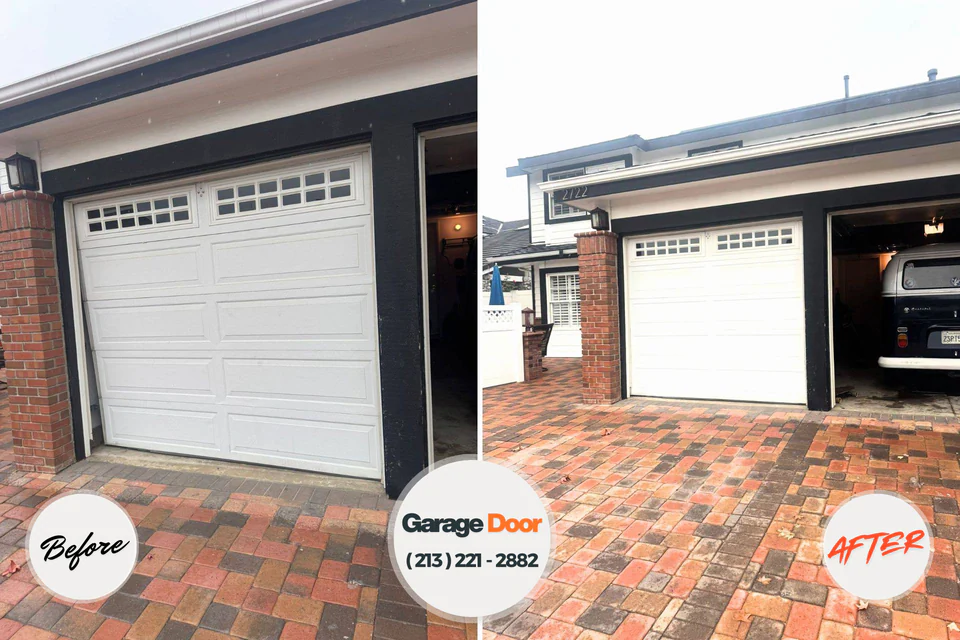 Before and after: garage door repair Cold Spring Harbor, NY